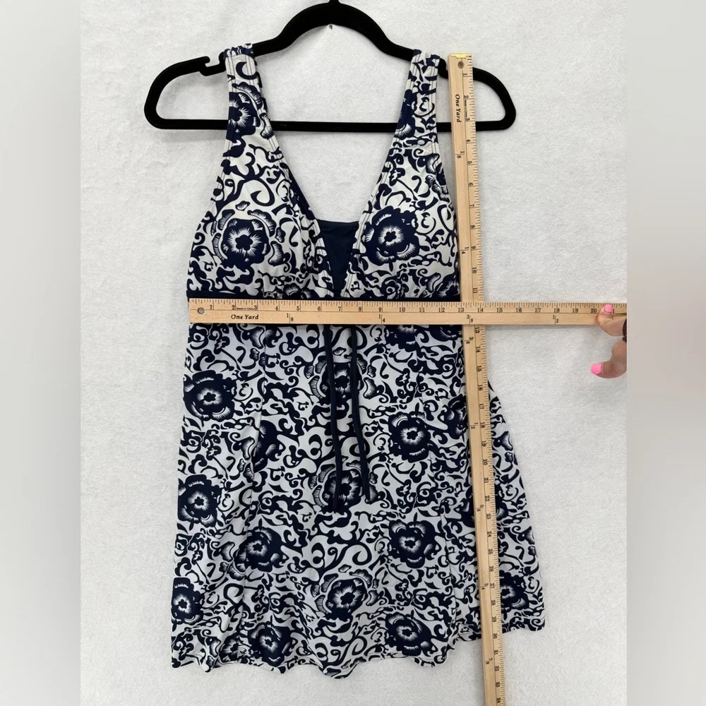 Wantdo Women's One-Piece Push Up Swimsuit Swimwear Size 16 Blue and White Floral - Picture 10 of 10